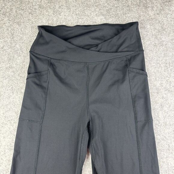 Free People FP Movement Shanti Straight Leg Pants Womens M Black Crossover Waist - Picture 3 of 15
